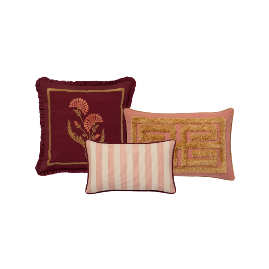 Cushion set Burgundy & Rose