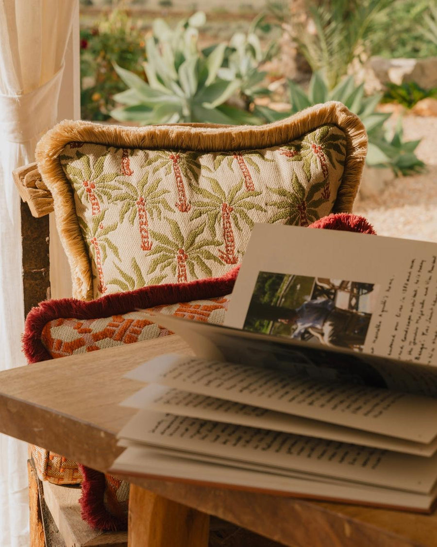 Double sided cushion Laura Olive & Spice x Jackie Olive & Ecru