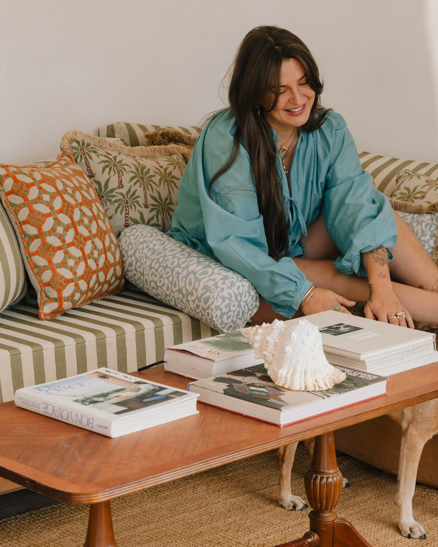 Sofa cushion Jackie Olive & Ecru