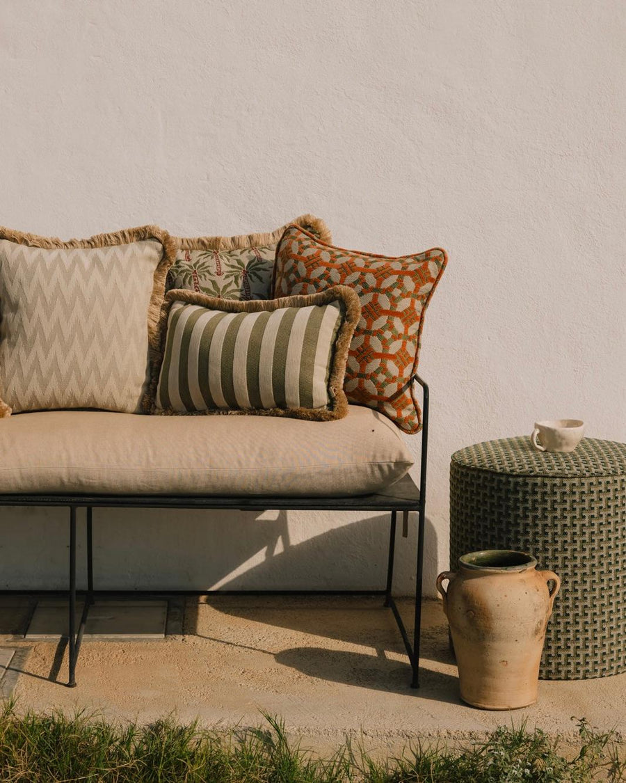 Cushion Jackie Olive & Ecru