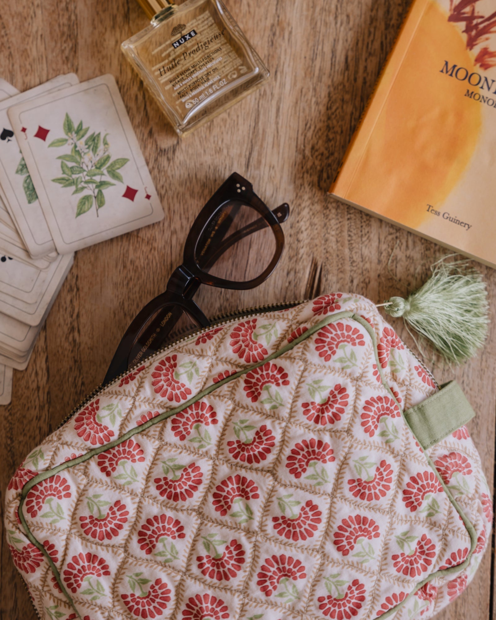 Beauty Bag Carry Coral & Sage
