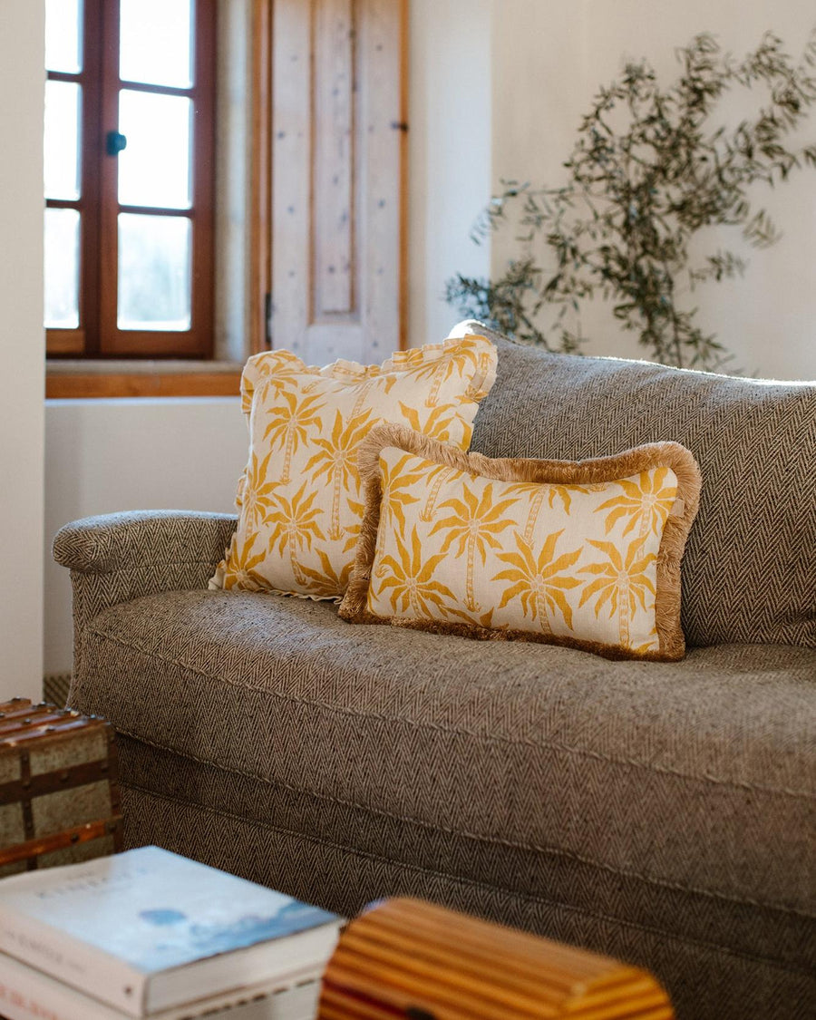Cushion Laura Mustard & Ecru (45x45cm)