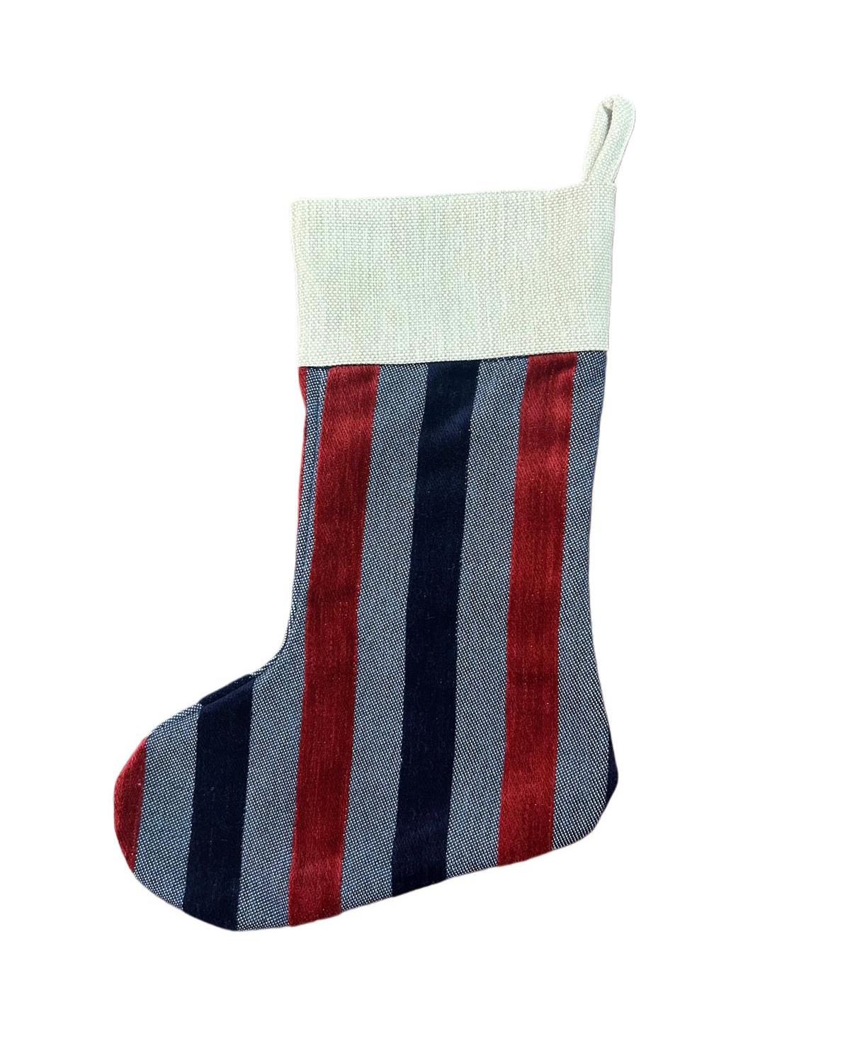 Christmas Stocking Jackie Navy & Bordeaux
