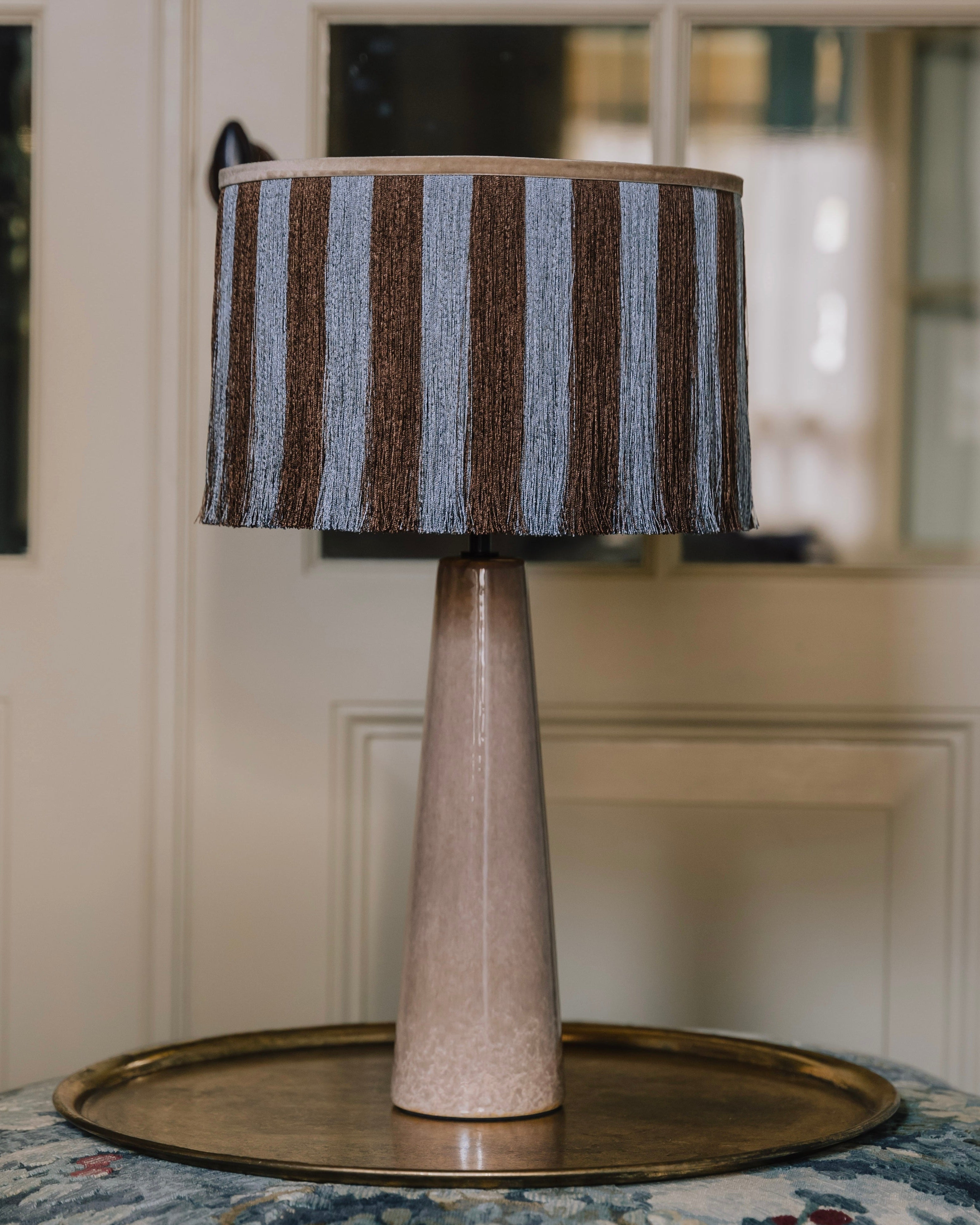 Lampshade Jackie Fringe Chocolate & Smokey Blue