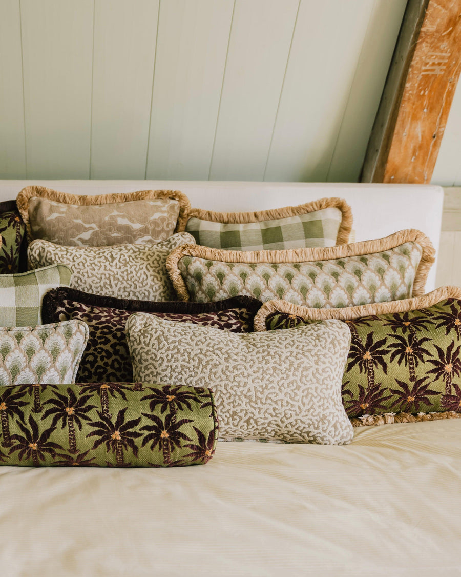 Double sided cushion Mako Rose & Ecru x Jessica Olive & Ecru