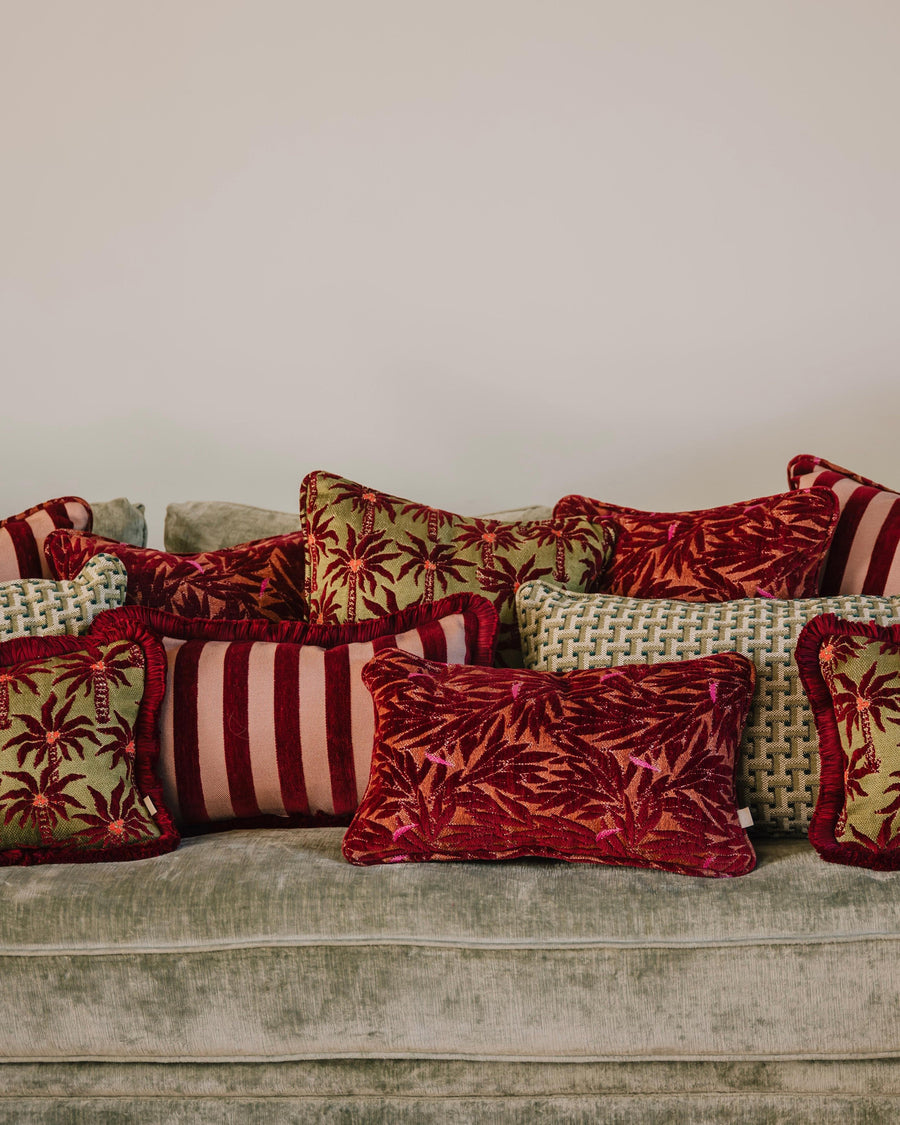 Double sided cushion Laura Olive & Bordeaux x Jackie Olive & Ecru