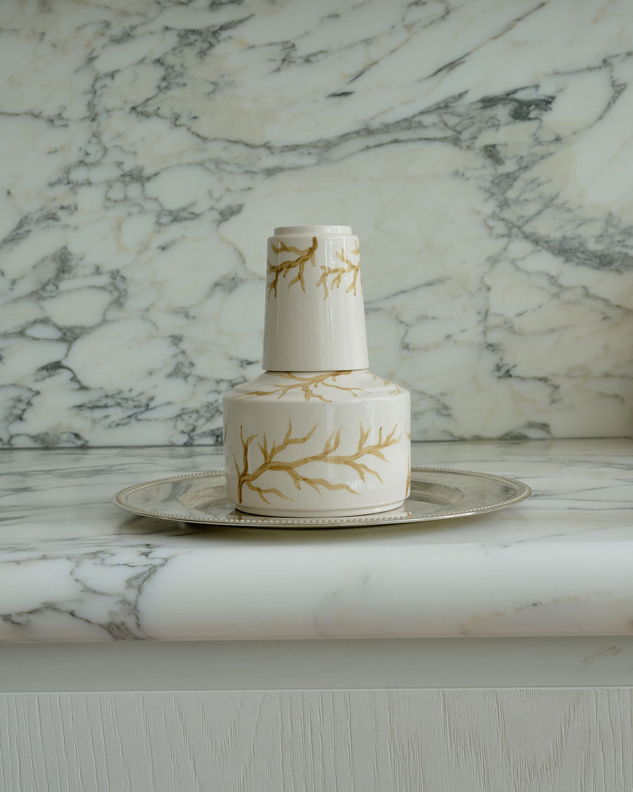Handpainted Carafe + Cup Atlantic Ochre