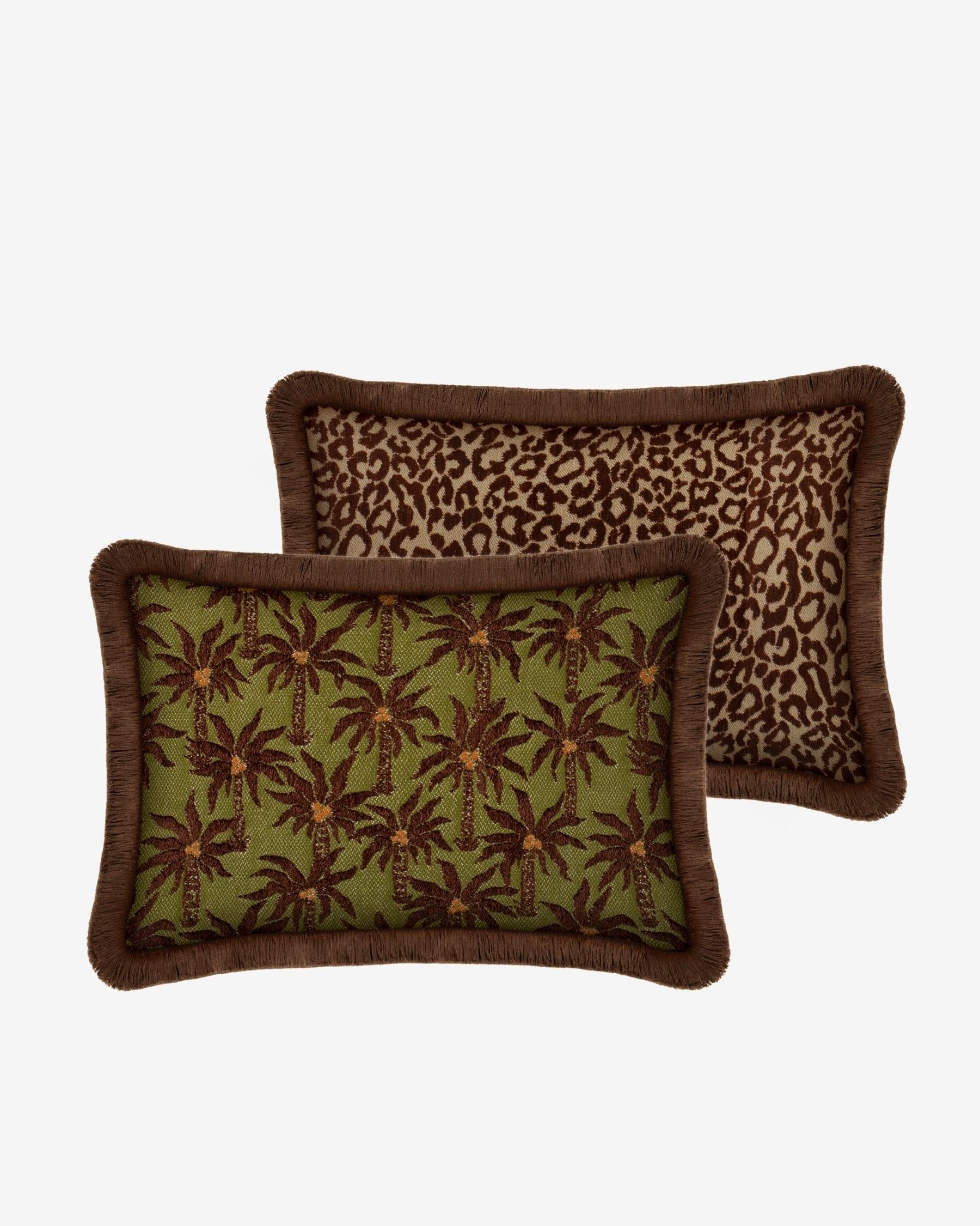 Double sided cushion Laura Chocolate & Olive x Maya Chocolate & Raffia