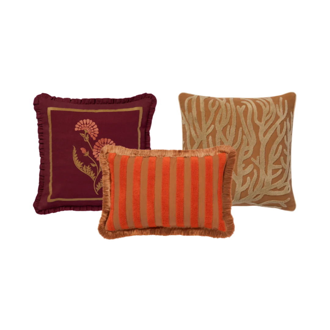 Cushion set Coral & Caramel