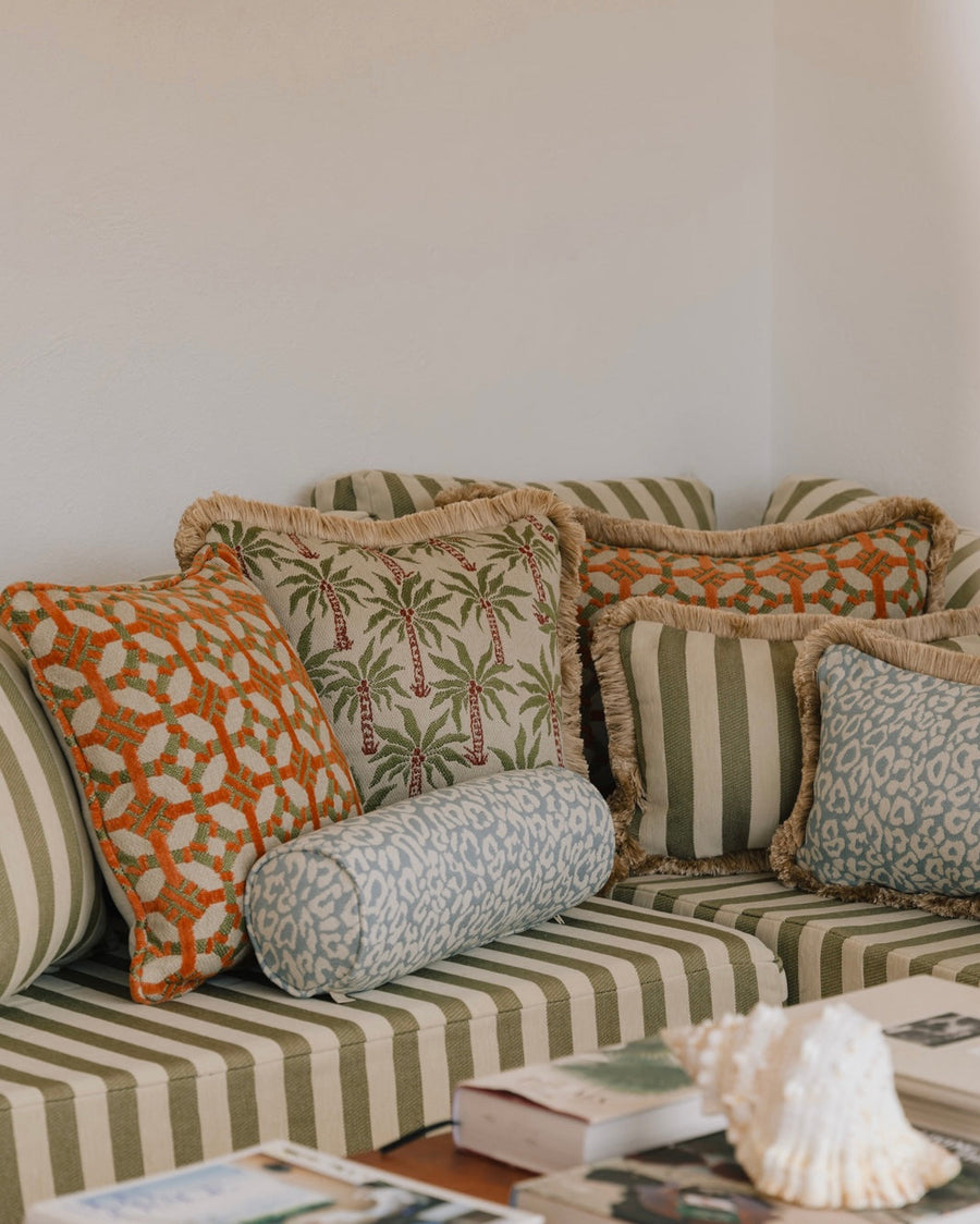 Sofa cushion Jackie Olive & Ecru