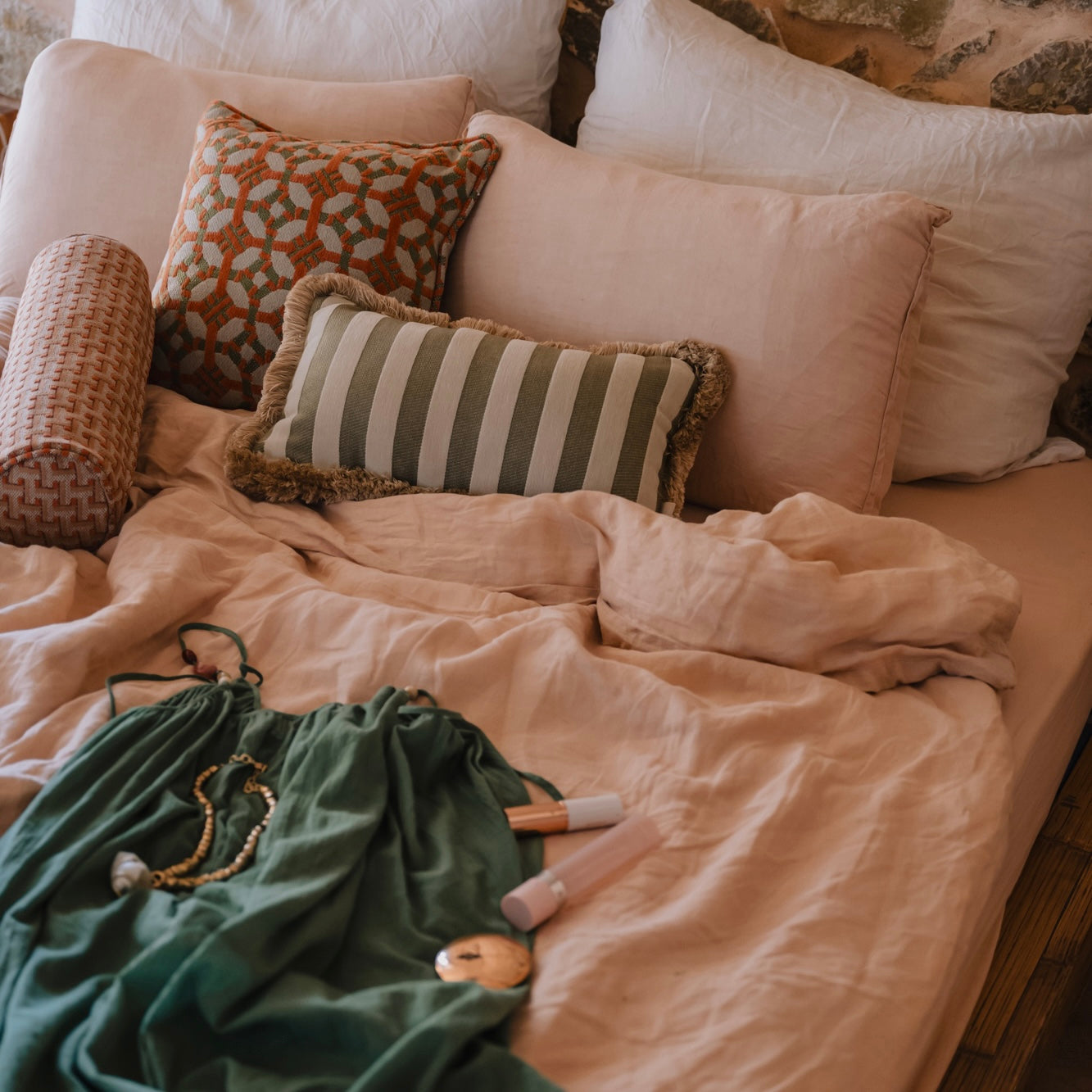 Cushion Coco Burnt Orange & Olive
