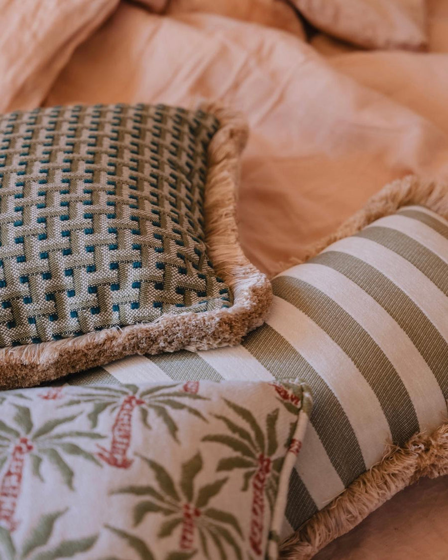 Double sided cushion Laura Olive & Spice x Jackie Caramel & Ecru