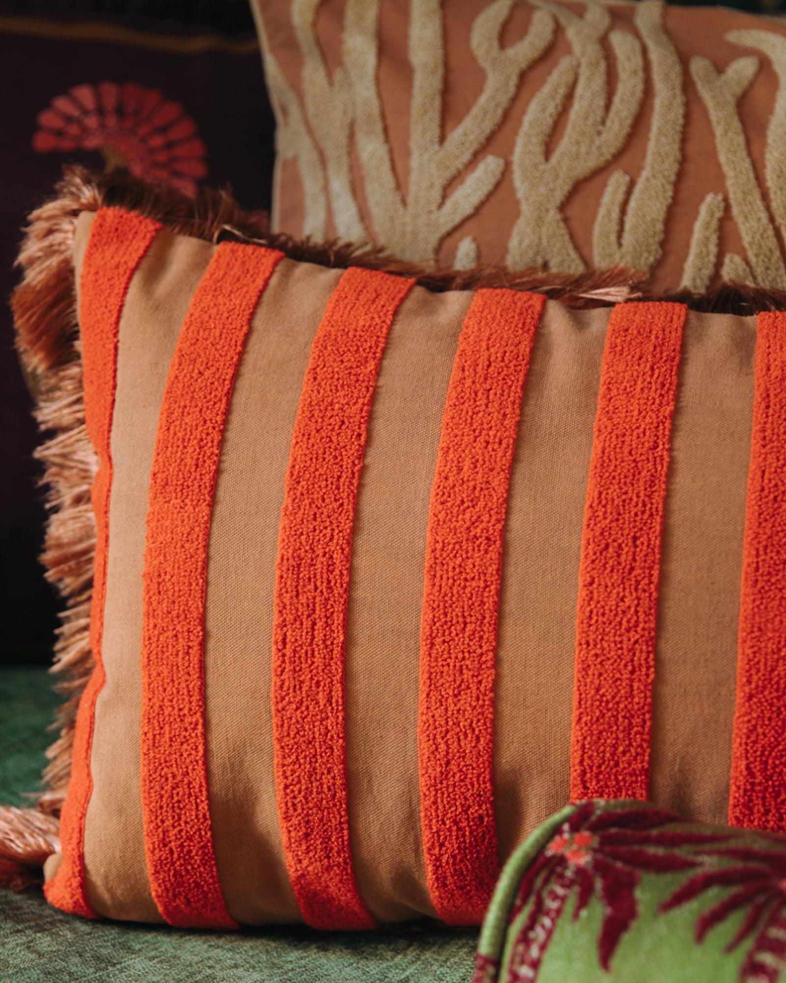 Cushion Jackie Coral & Caramel