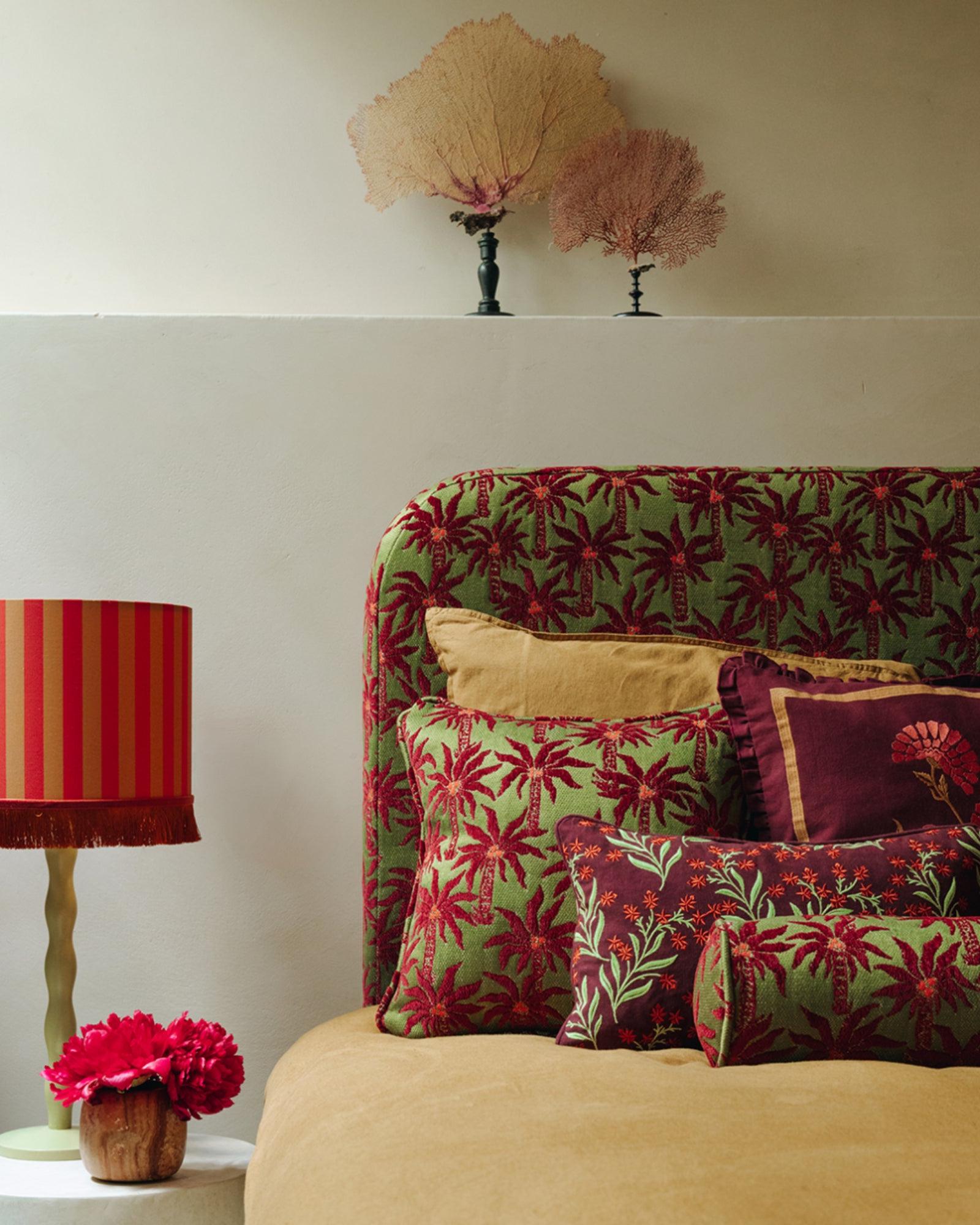 Double sided cushion Audrey Burgundy & Fern