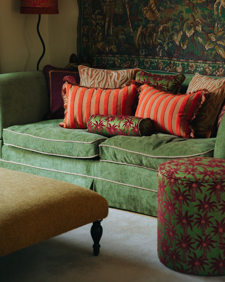 Pouf Laura Olive & Bordeaux