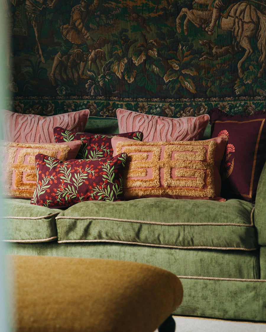 Double sided cushion Audrey Burgundy & Fern