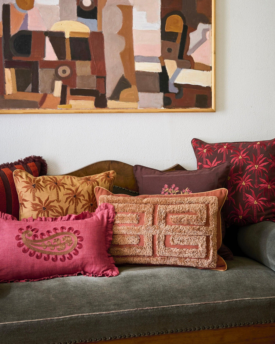 Cushion Laura Chocolate & Coral