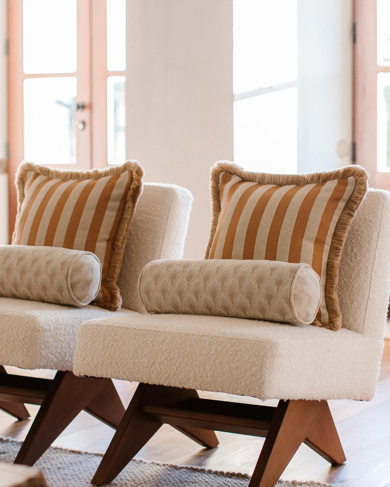 Double sided cushion Laura Moss & Caramel x Jackie Caramel & Ecru