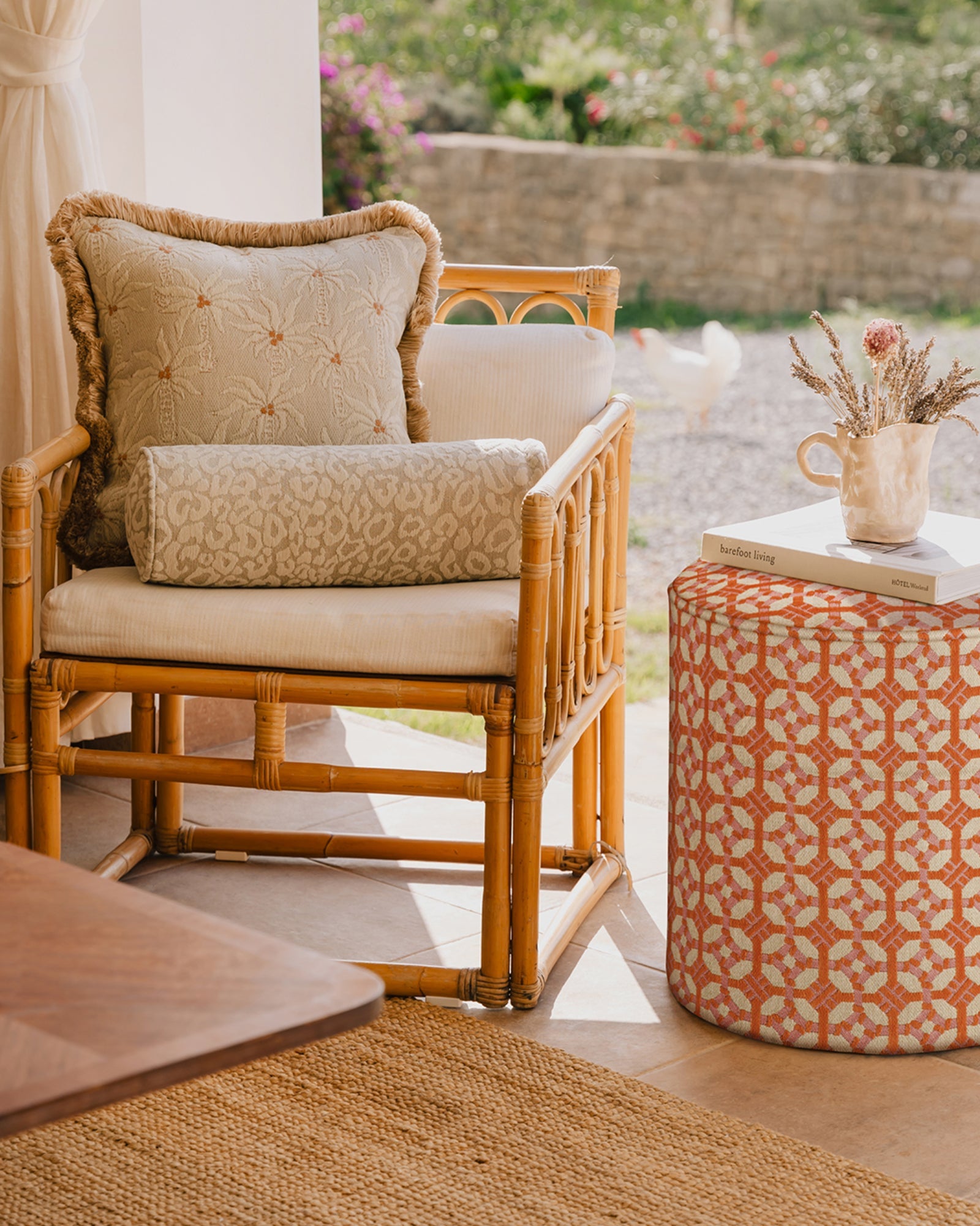 Pouf Coco Burnt Orange & Rose