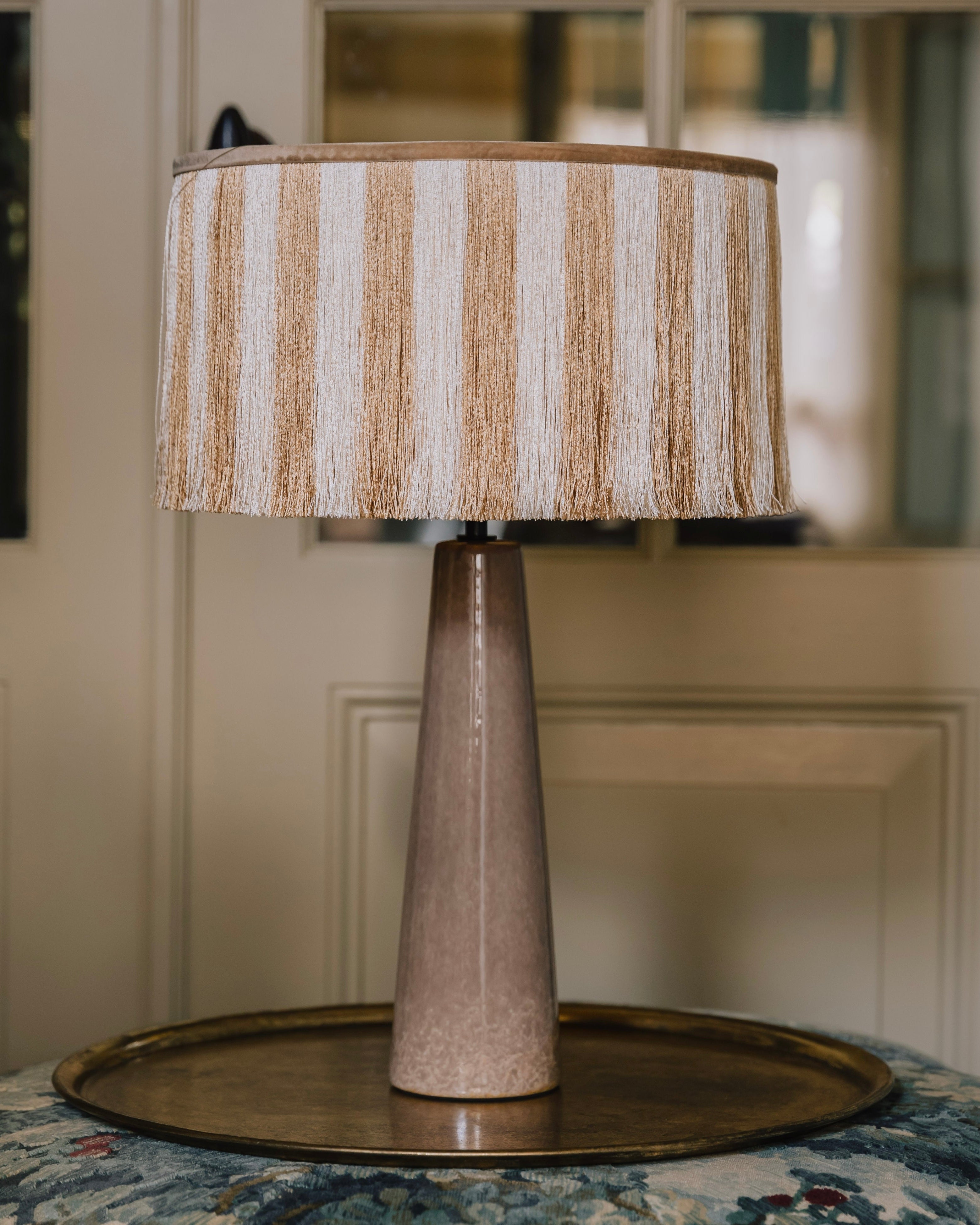 Lampshade Jackie Fringe Sand & Ecru