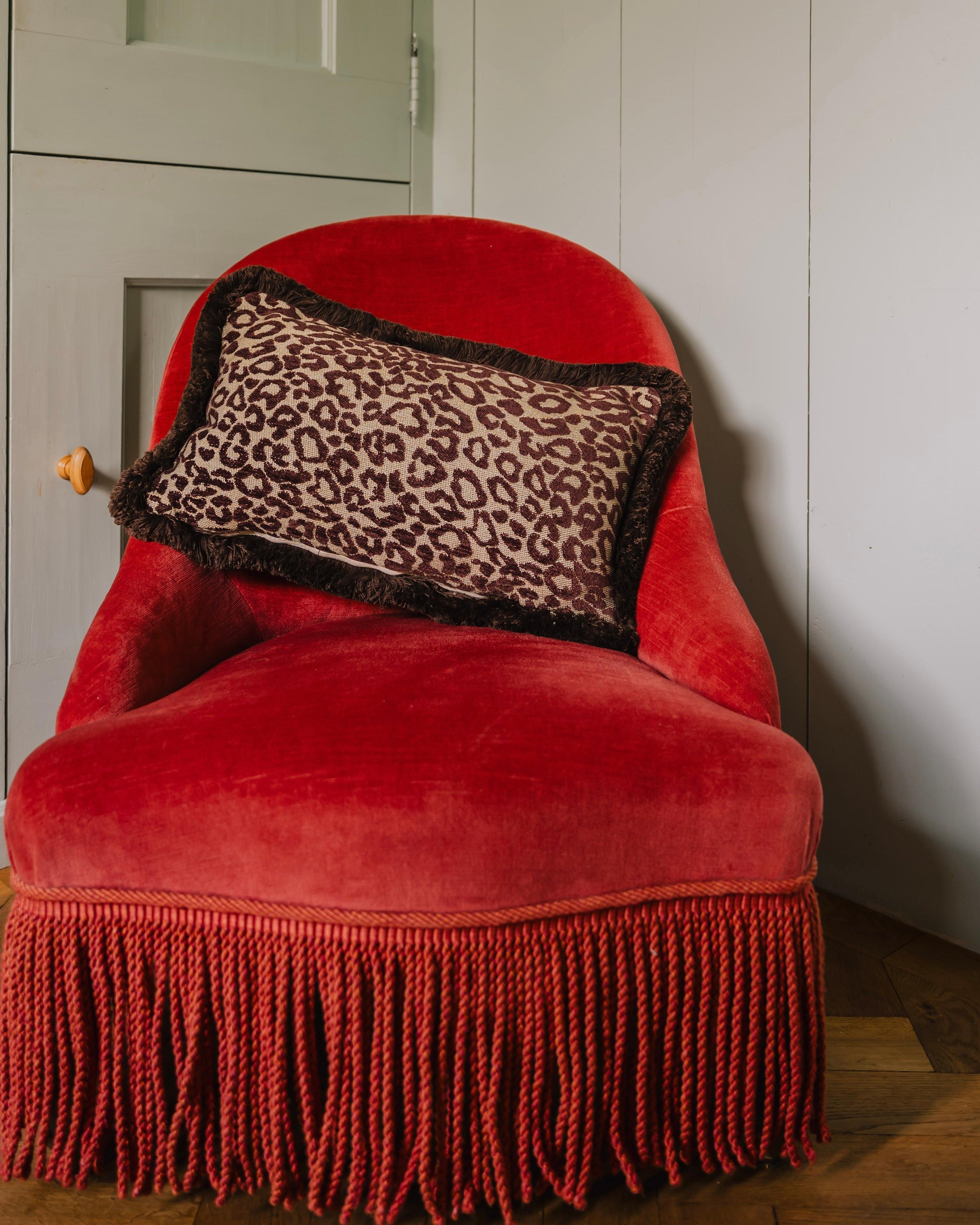 Double sided cushion Laura Chocolate & Olive x Maya Chocolate & Raffia