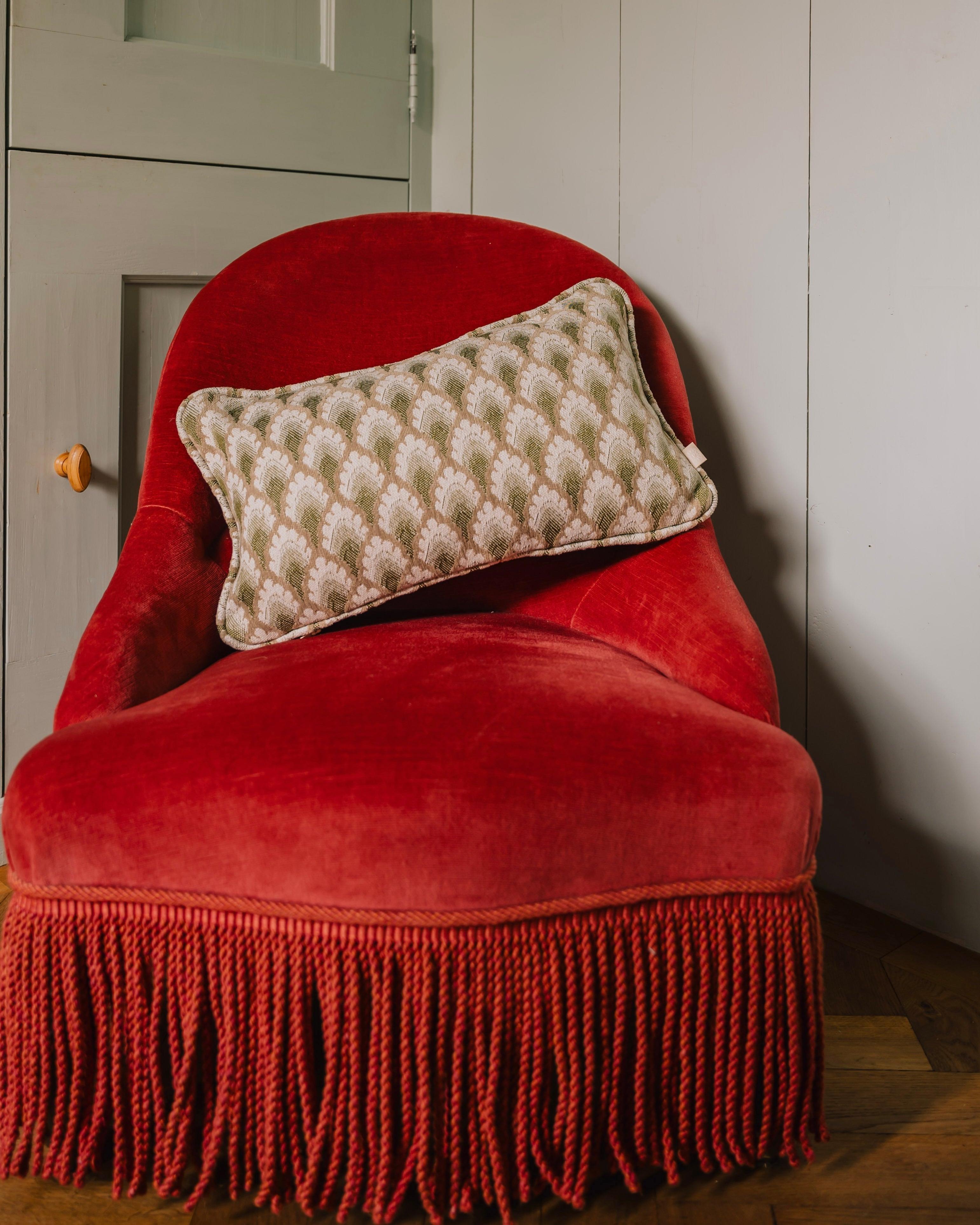 Double sided cushion Jessica Olive & Ecru x Lauren Sand & Ecru