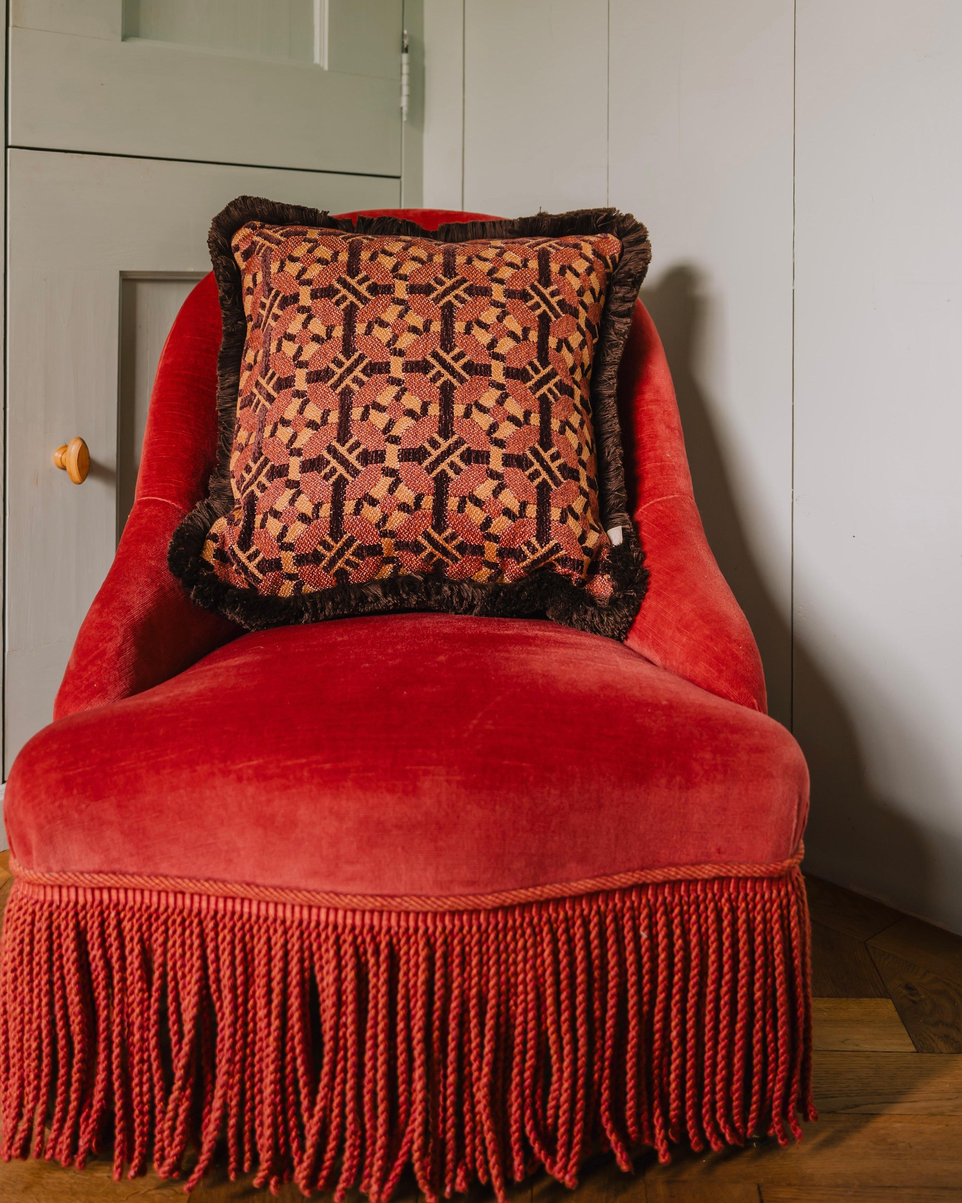 Double sided cushion Coco Chocolate & Caramel x Maya Chocolate & Raffia