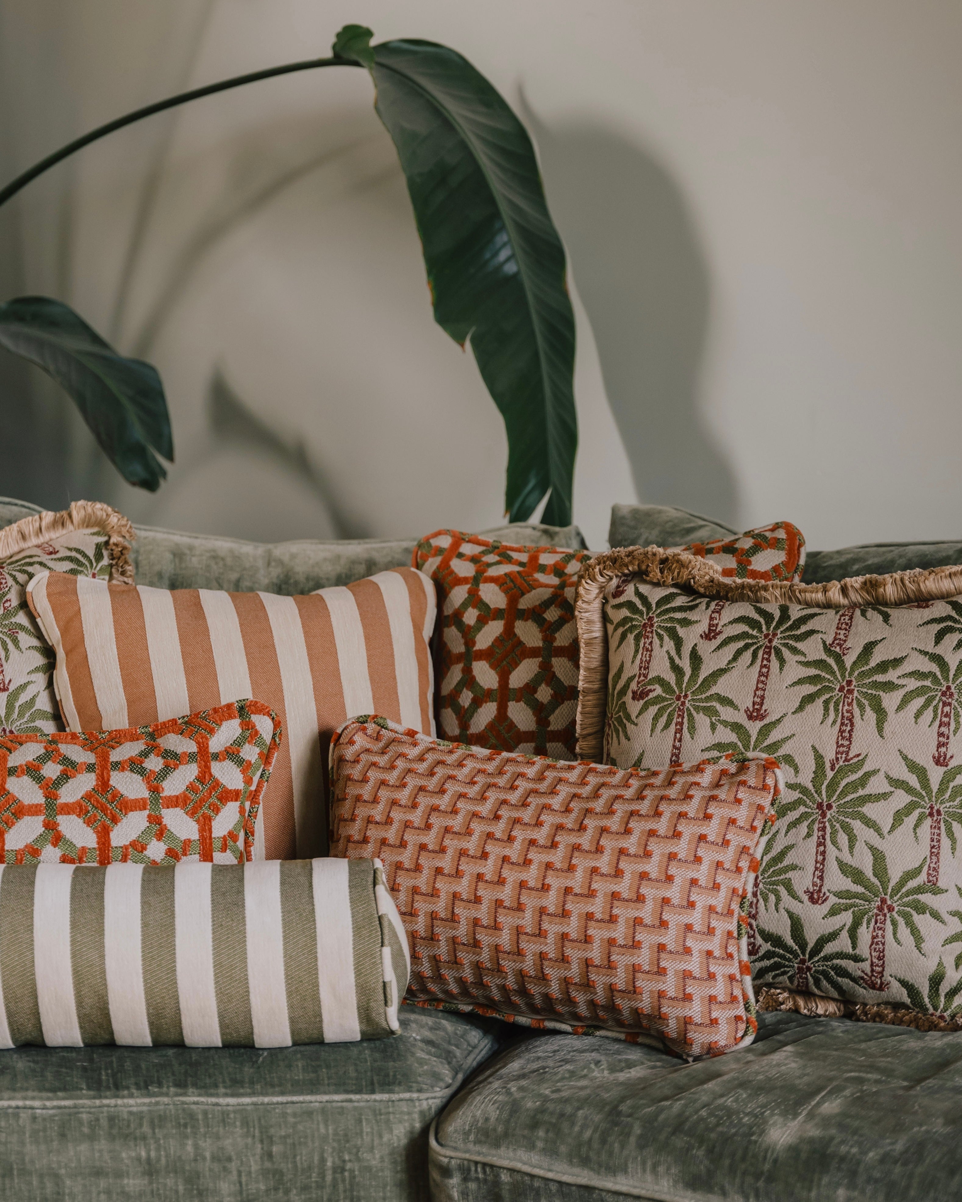 Cushion Coco Burnt Orange & Olive