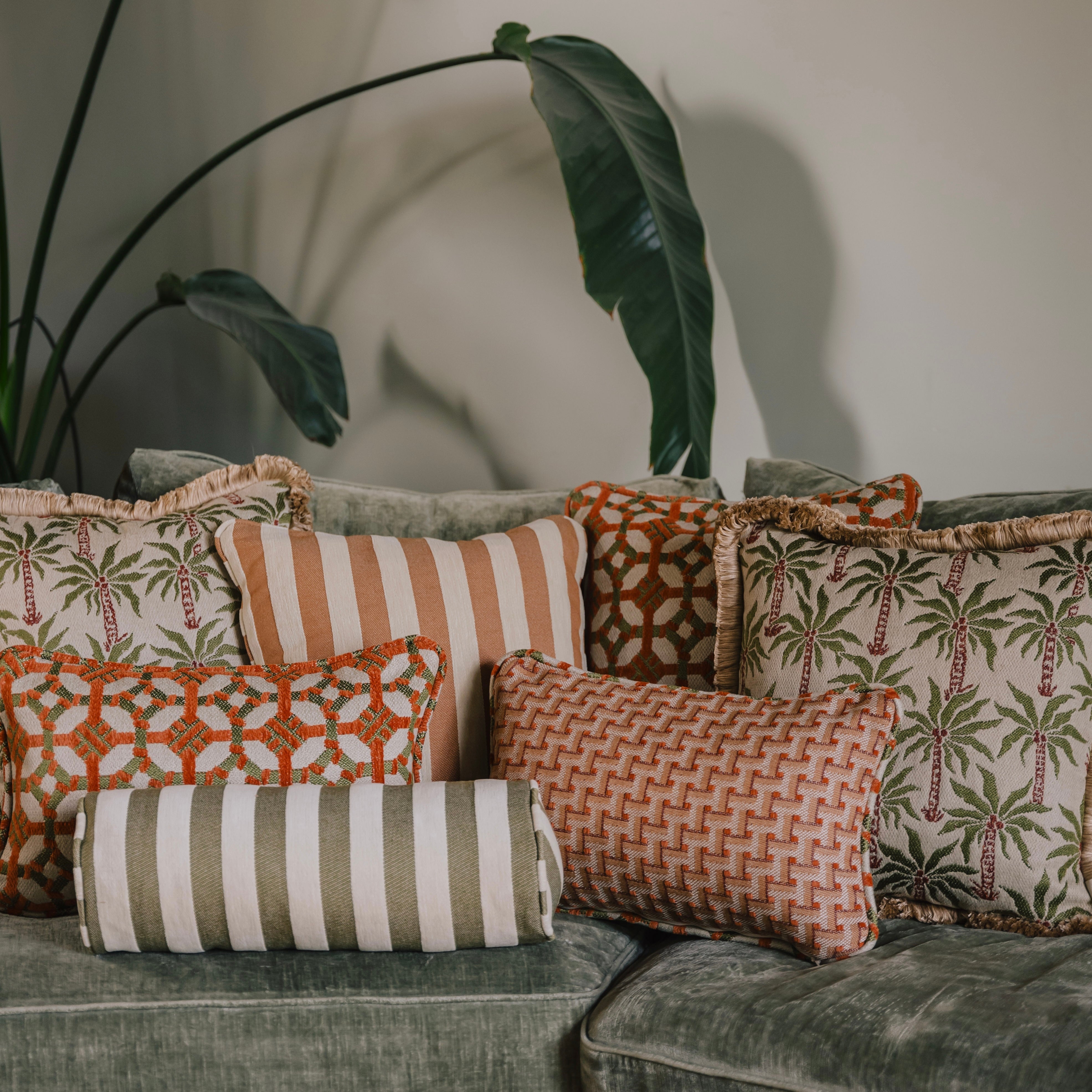 Cushion Coco Burnt Orange & Olive