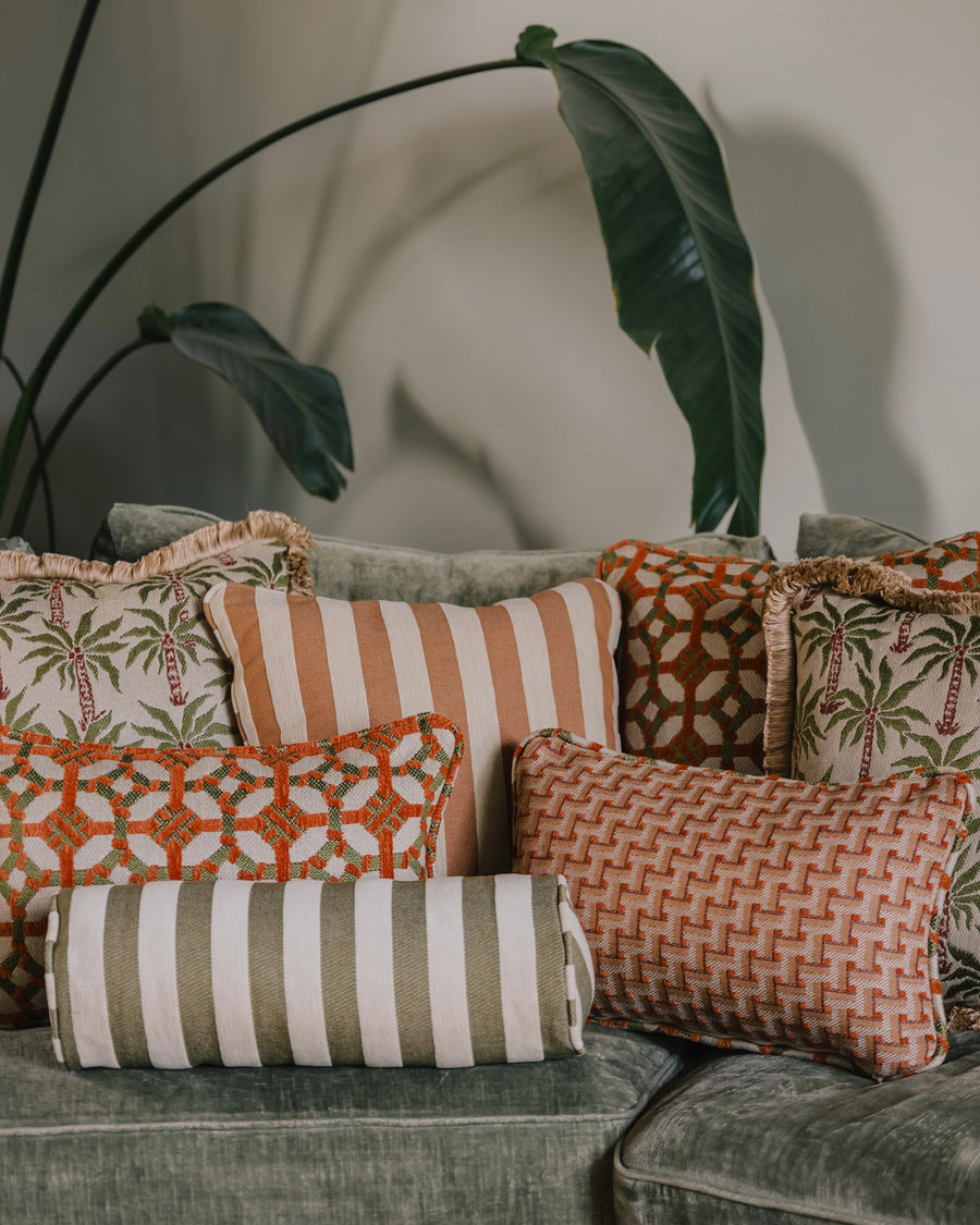 Double sided cushion Coco Burnt Orange & Olive x Janis Burnt Orange