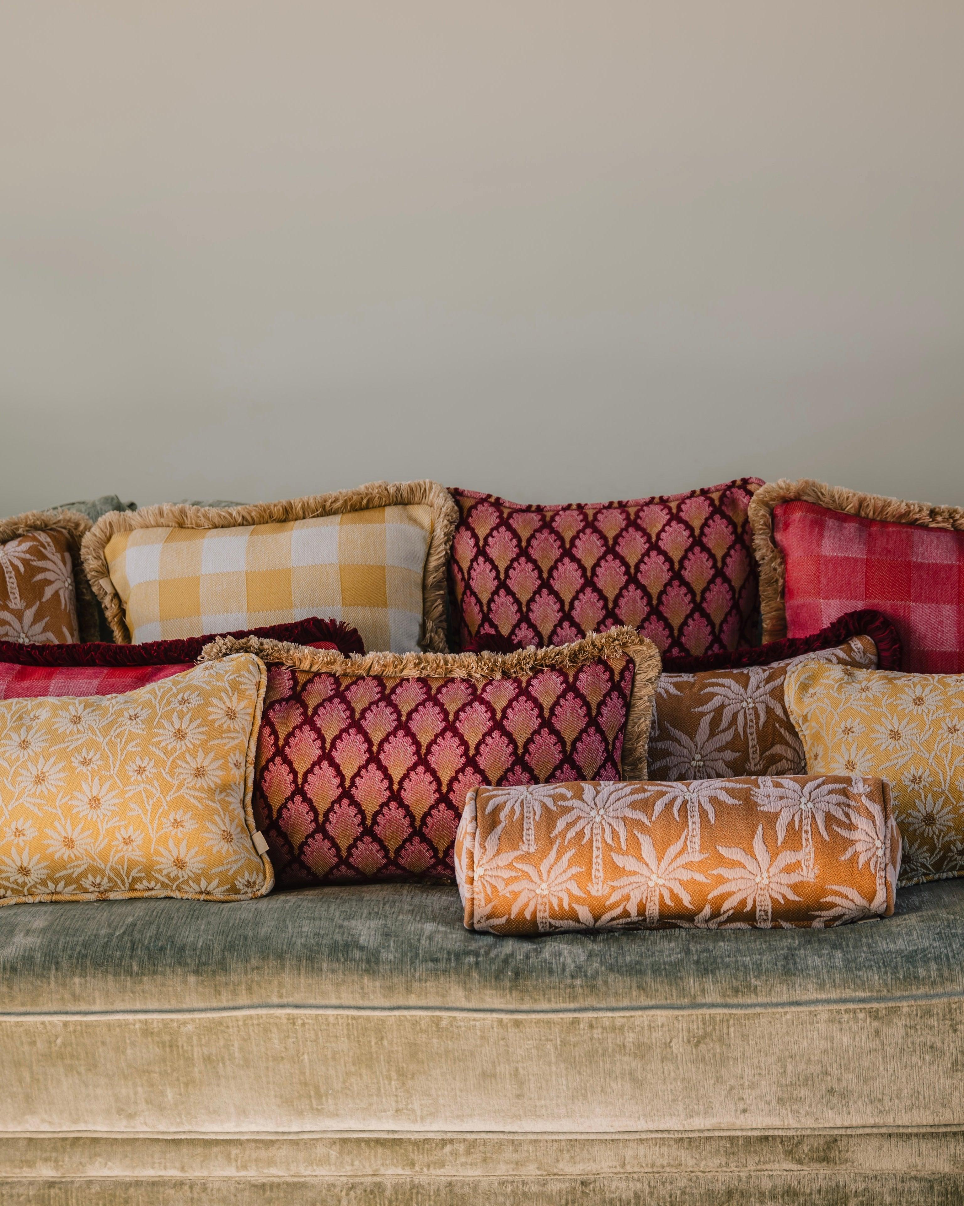 Double sided cushion Brigitte Sunflower & Ecru x Lauren Sand & Ecru