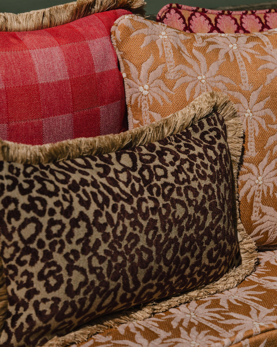 Double sided cushion Maya Chocolate & Raffia x Laura Rose & Caramel