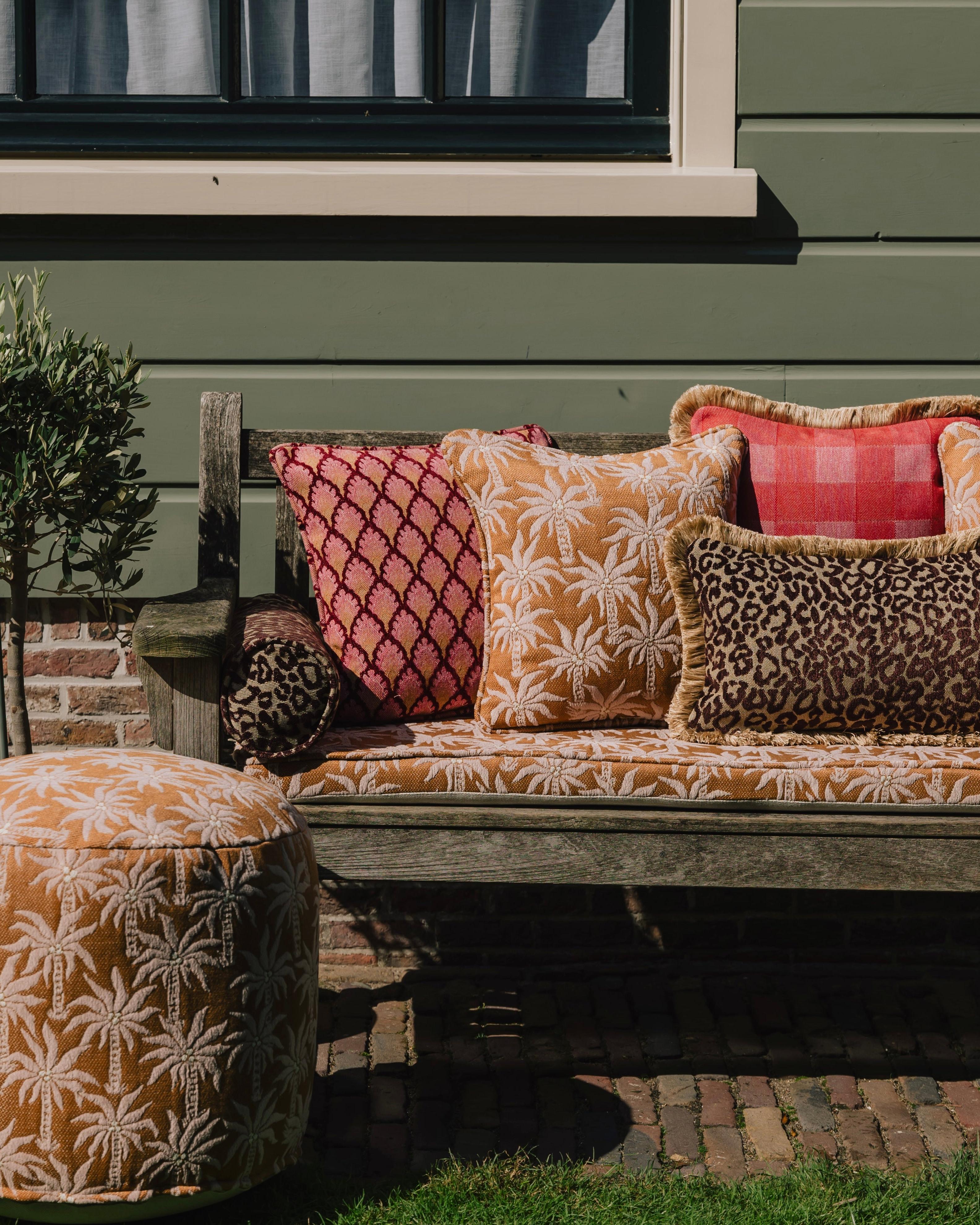 Double sided cushion Maya Chocolate & Raffia x Laura Rose & Caramel