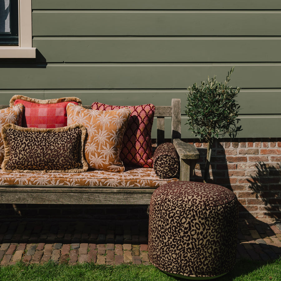 All-season pouf Maya Chocolate & Raffia