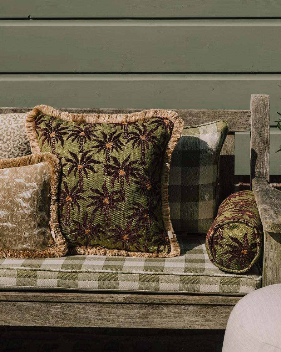 Sofa cushion Brigitte Olive & Ecru