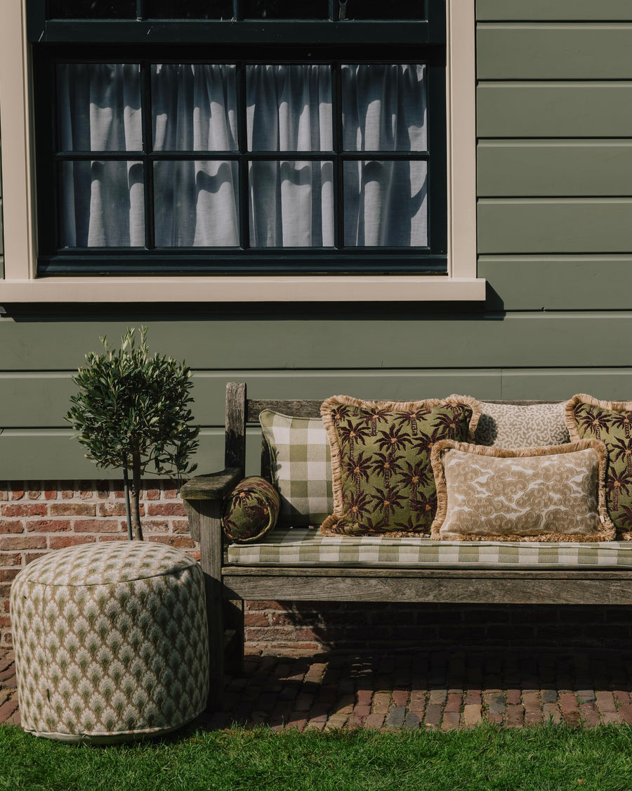 Sofa cushion Brigitte Olive & Ecru