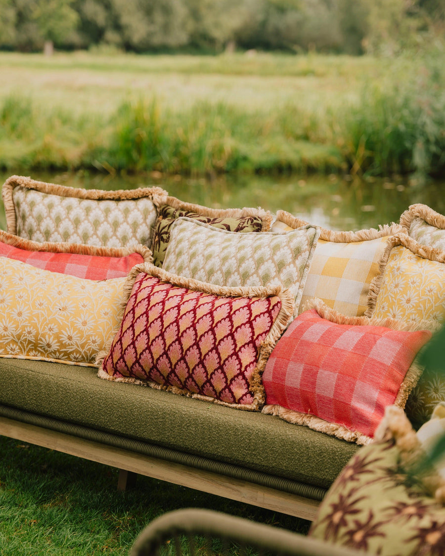 Double sided cushion Brigitte Sunflower & Ecru x Lauren Sand & Ecru