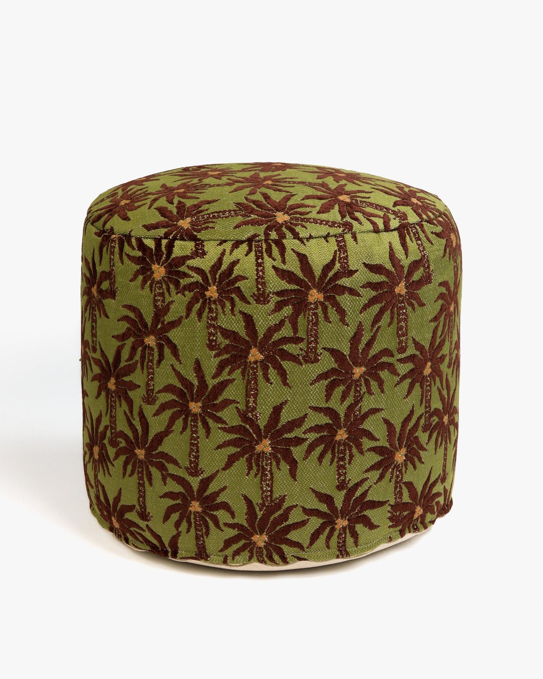 All-season pouf Laura Chocolate & Olive
