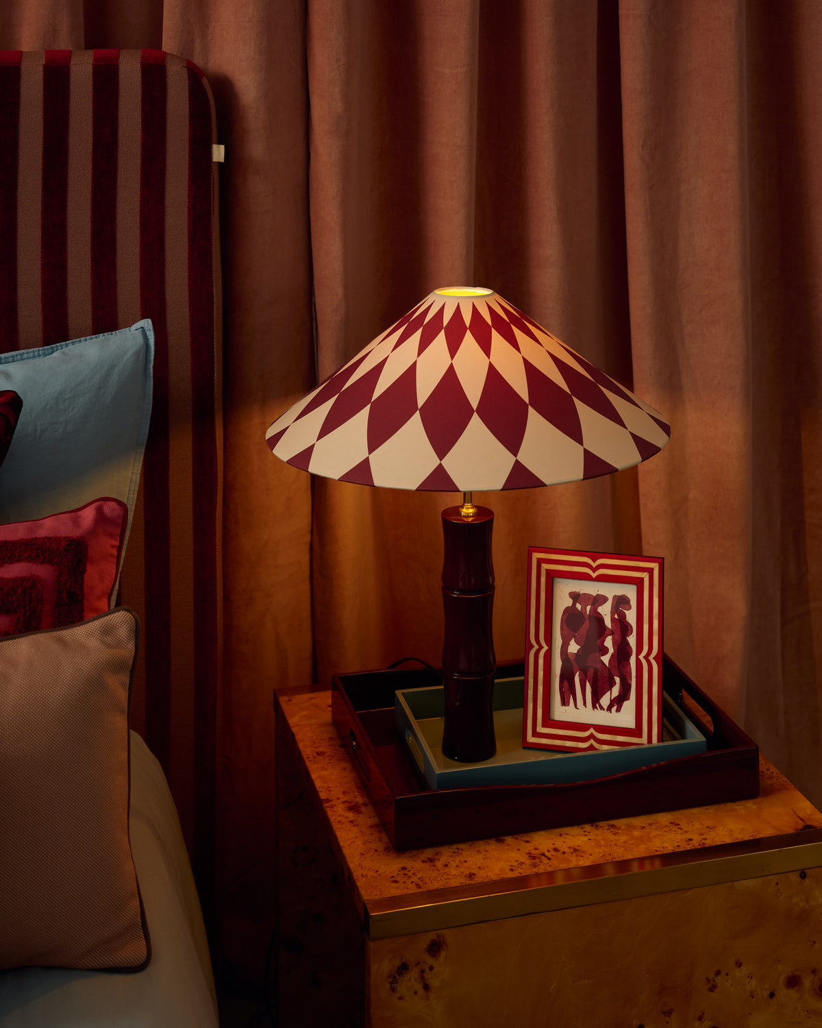 Lampenkap Colette | Burgundy & Ecru