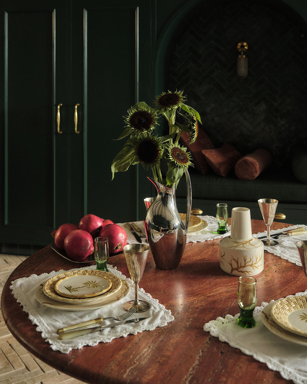 Handbemalte Karaffe + Becher Atlantic Ochre