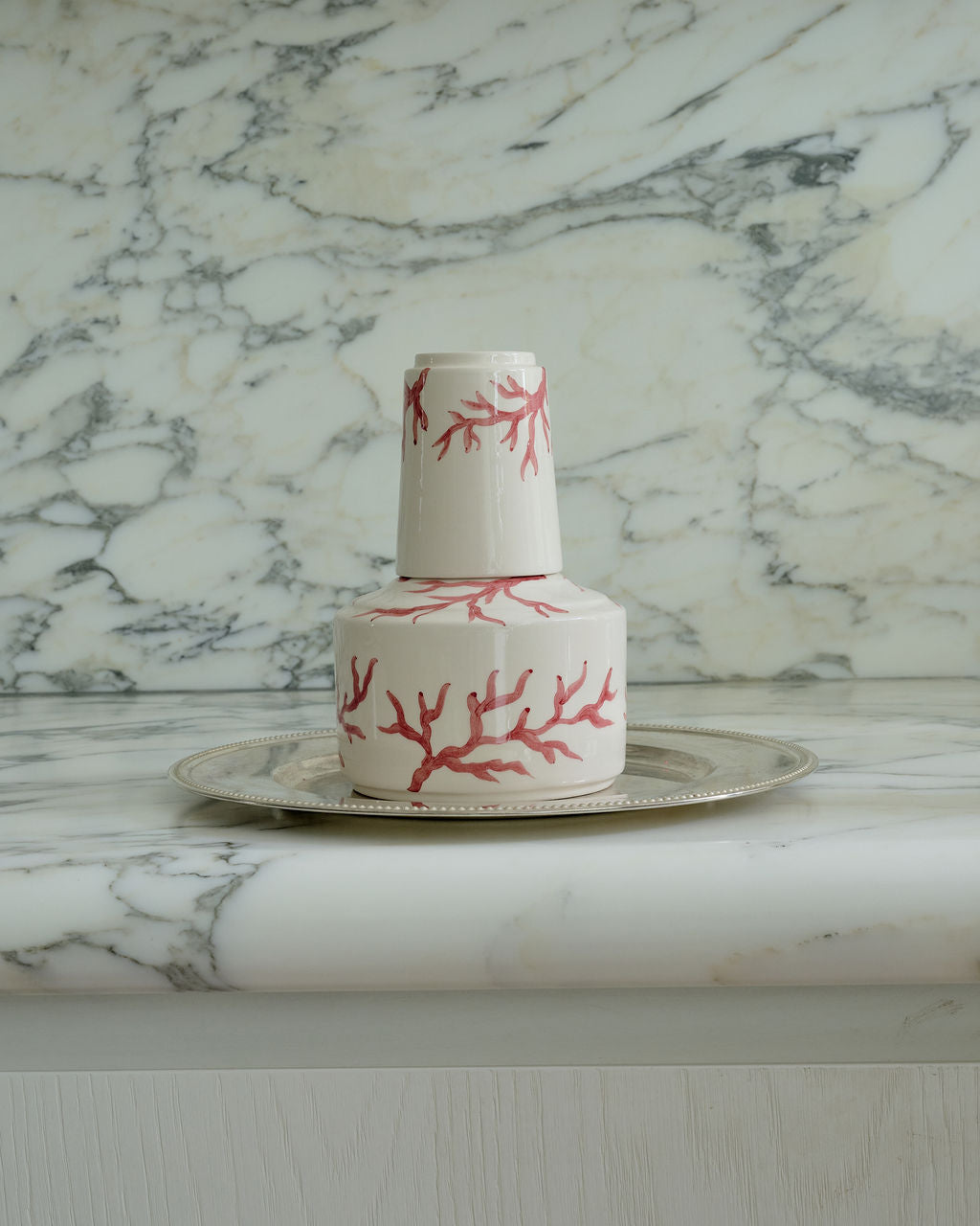 Handbemalte Karaffe + Becher Atlantic Red