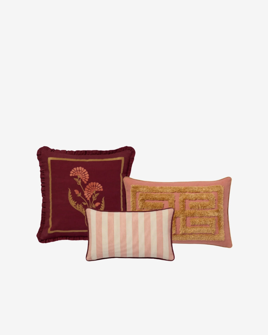 Cushion set Burgundy & Rose