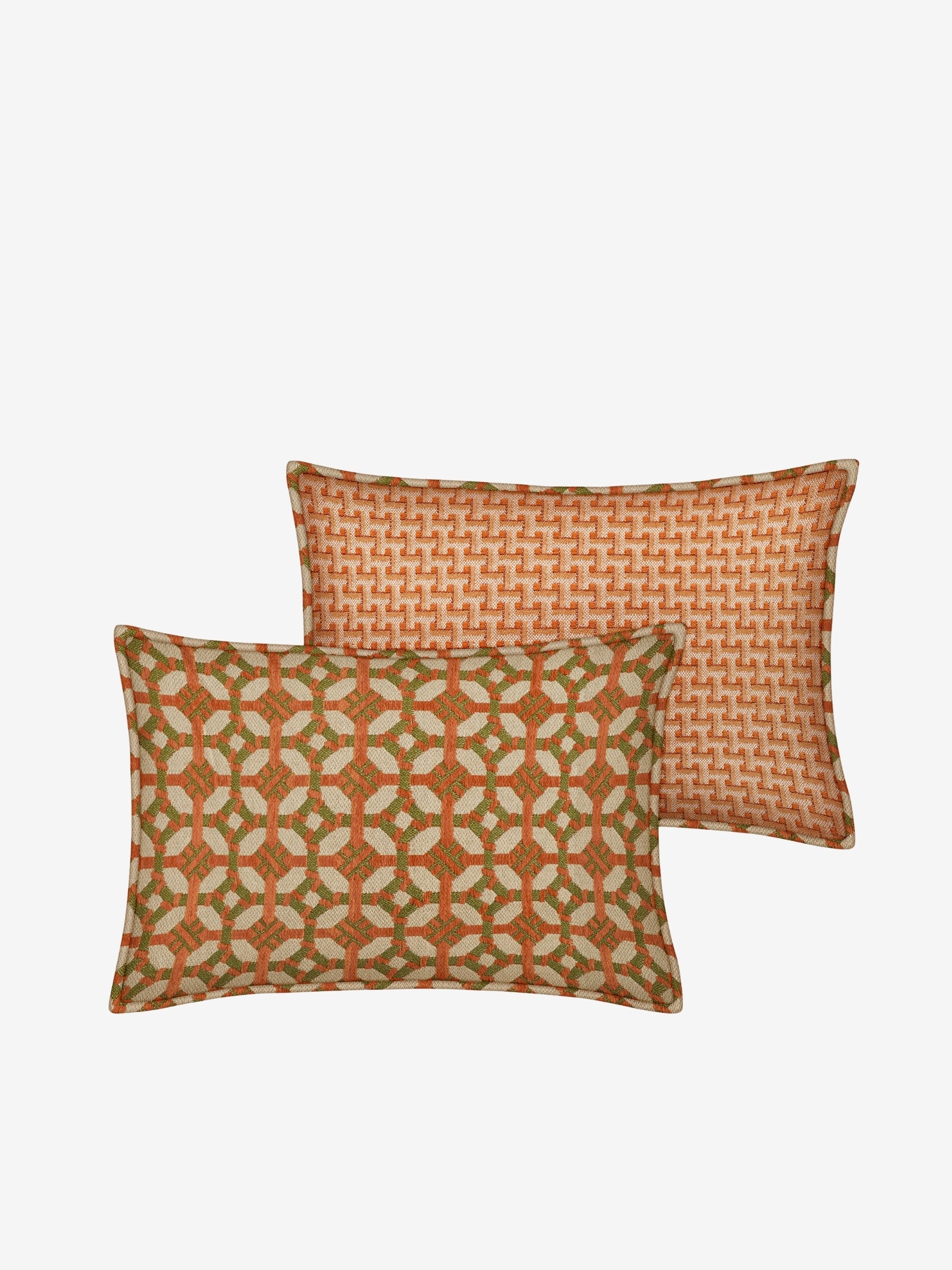 Doppelseitige Kissen Coco Dunkles Orange & Olivgrün x Janis Dunkles Orange