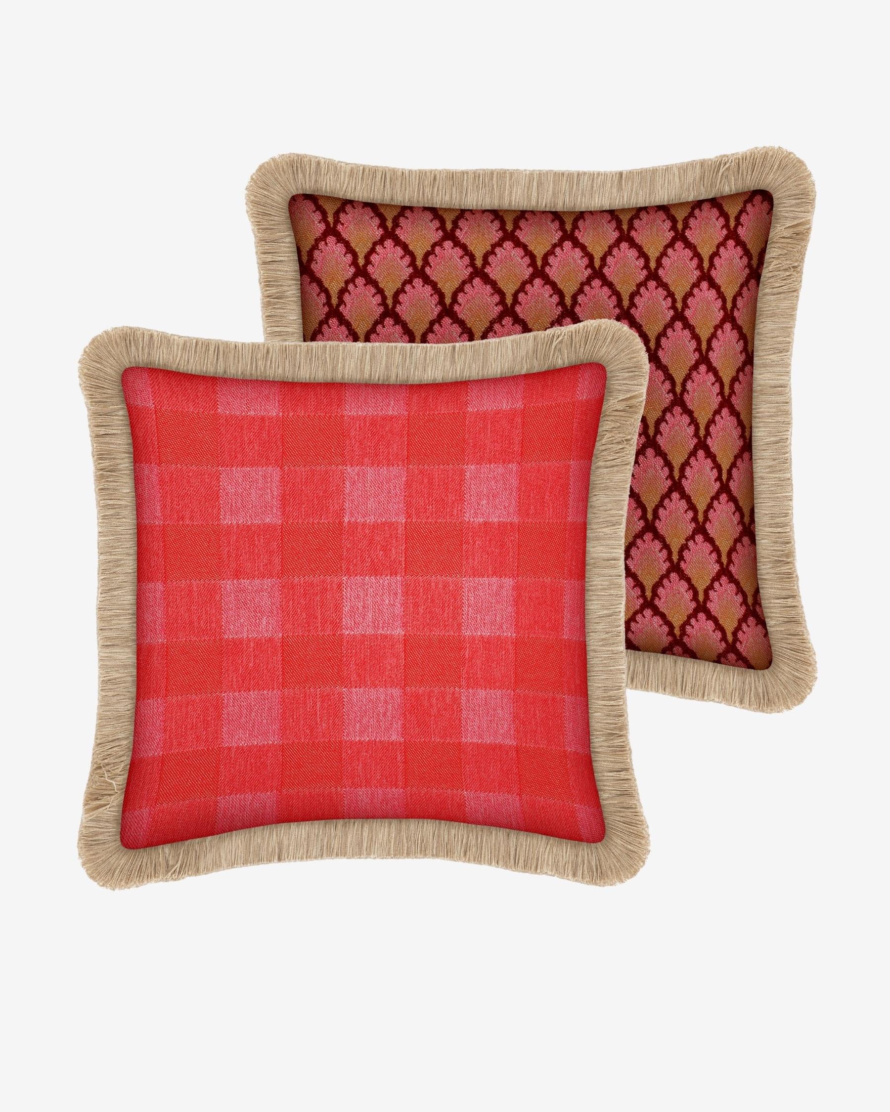 Double sided cushion Brigitte Chili & Pink x Jessica Bordeaux & Pink