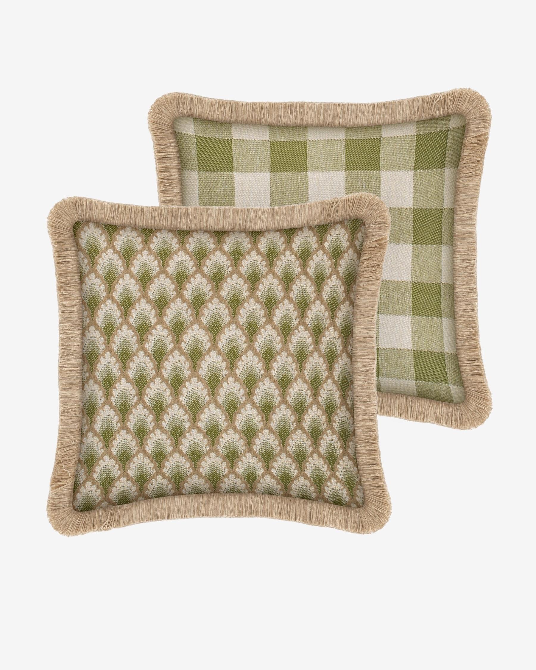 Double sided cushion Jessica Olive & Ecru x Brigitte Olive & Ecru