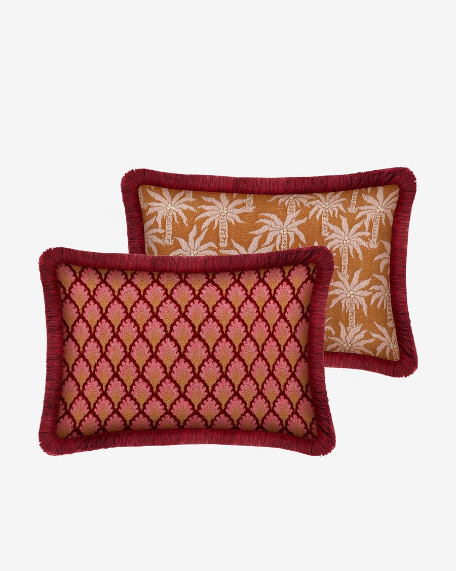 Double sided cushion Jessica Bordeaux & Pink x Laura Rose & Caramel
