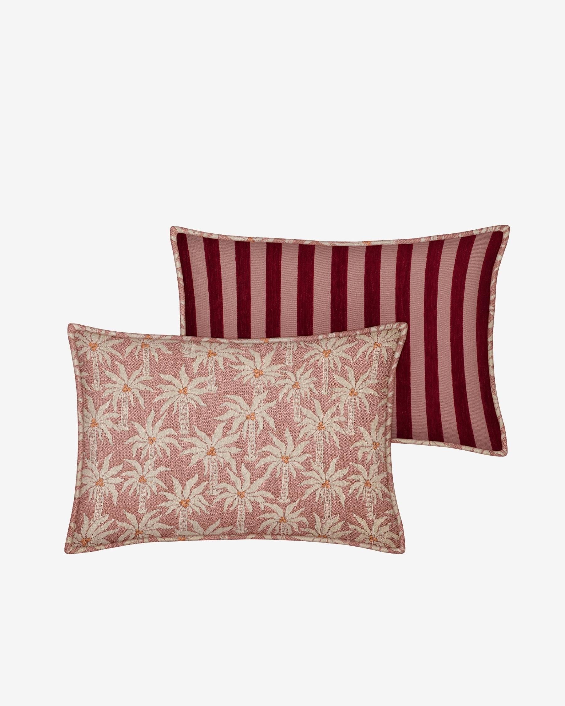 Double sided cushion Laura Rose & Ecru x Jackie Bordeaux & Rose
