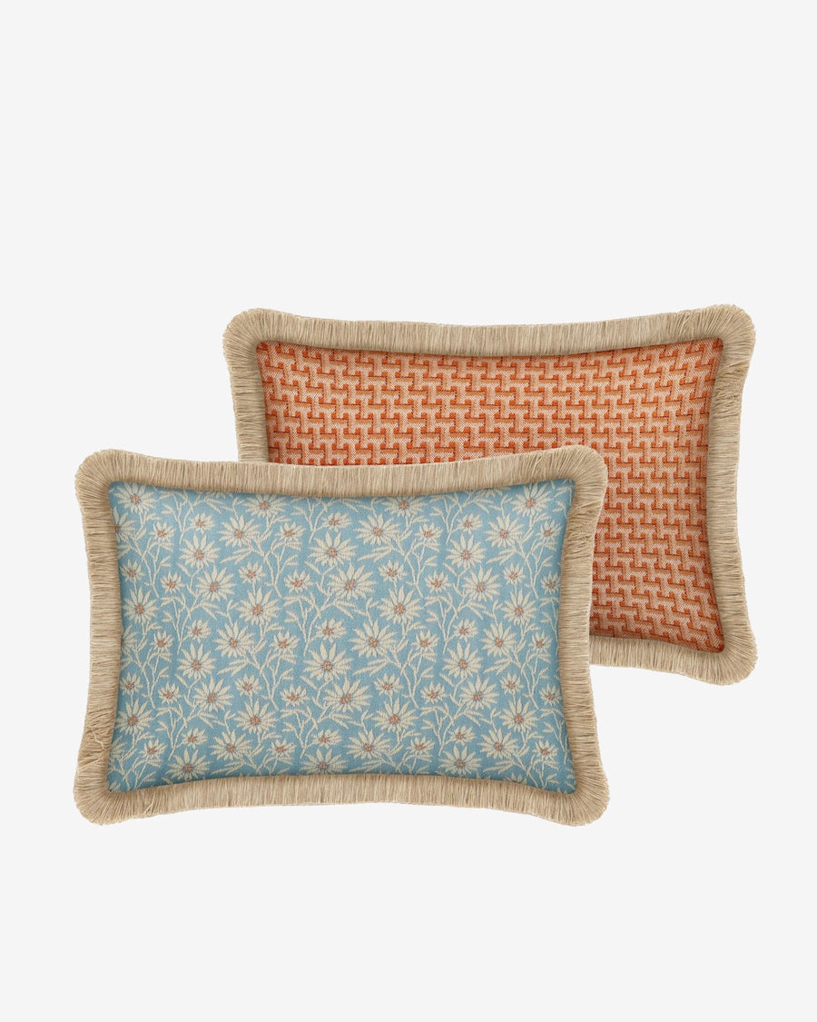 Double sided cushion Mako Ice & Ecru x Janis Burnt Orange
