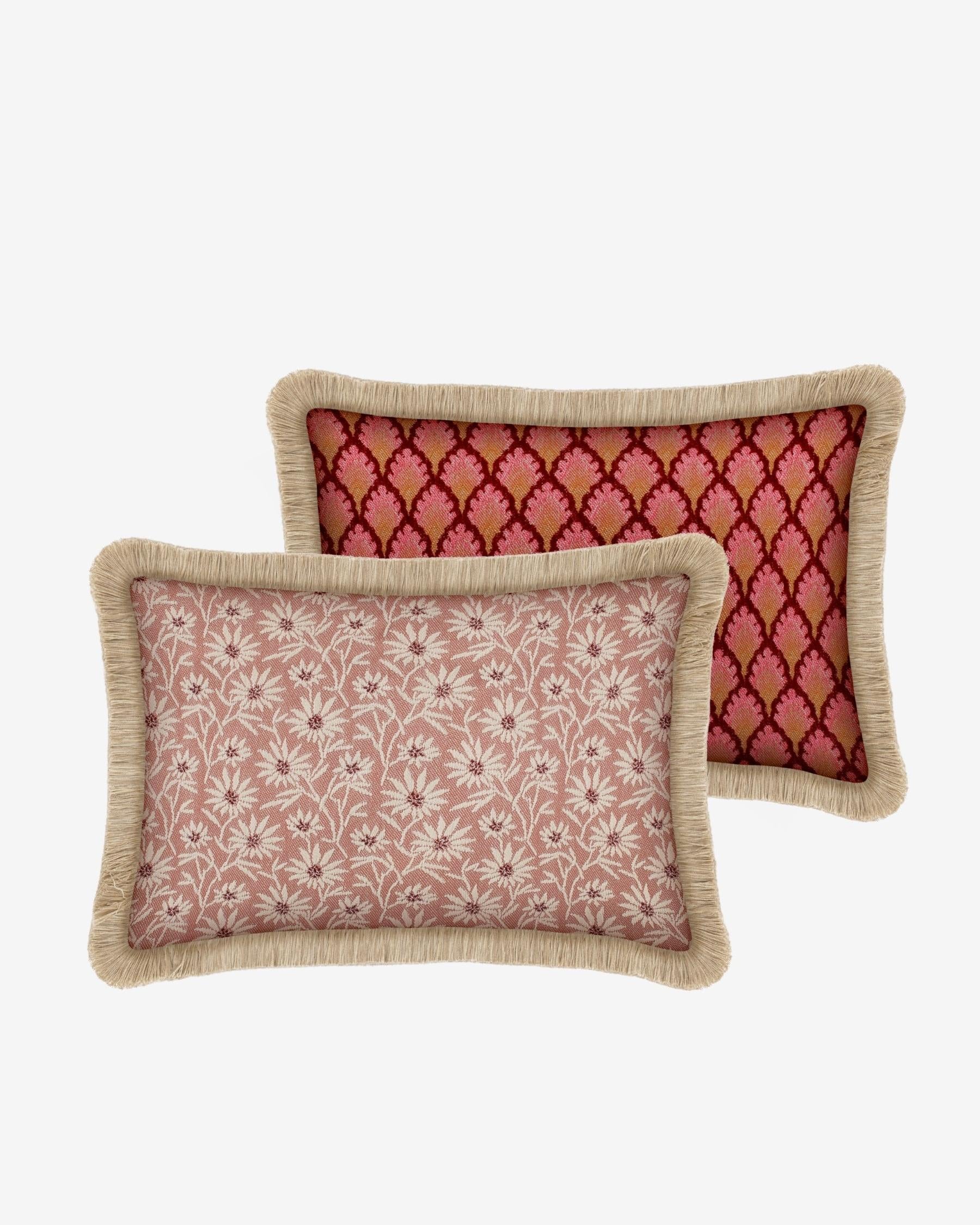 Double sided cushion Mako Rose & Ecru x Jessica Bordeaux & Pink