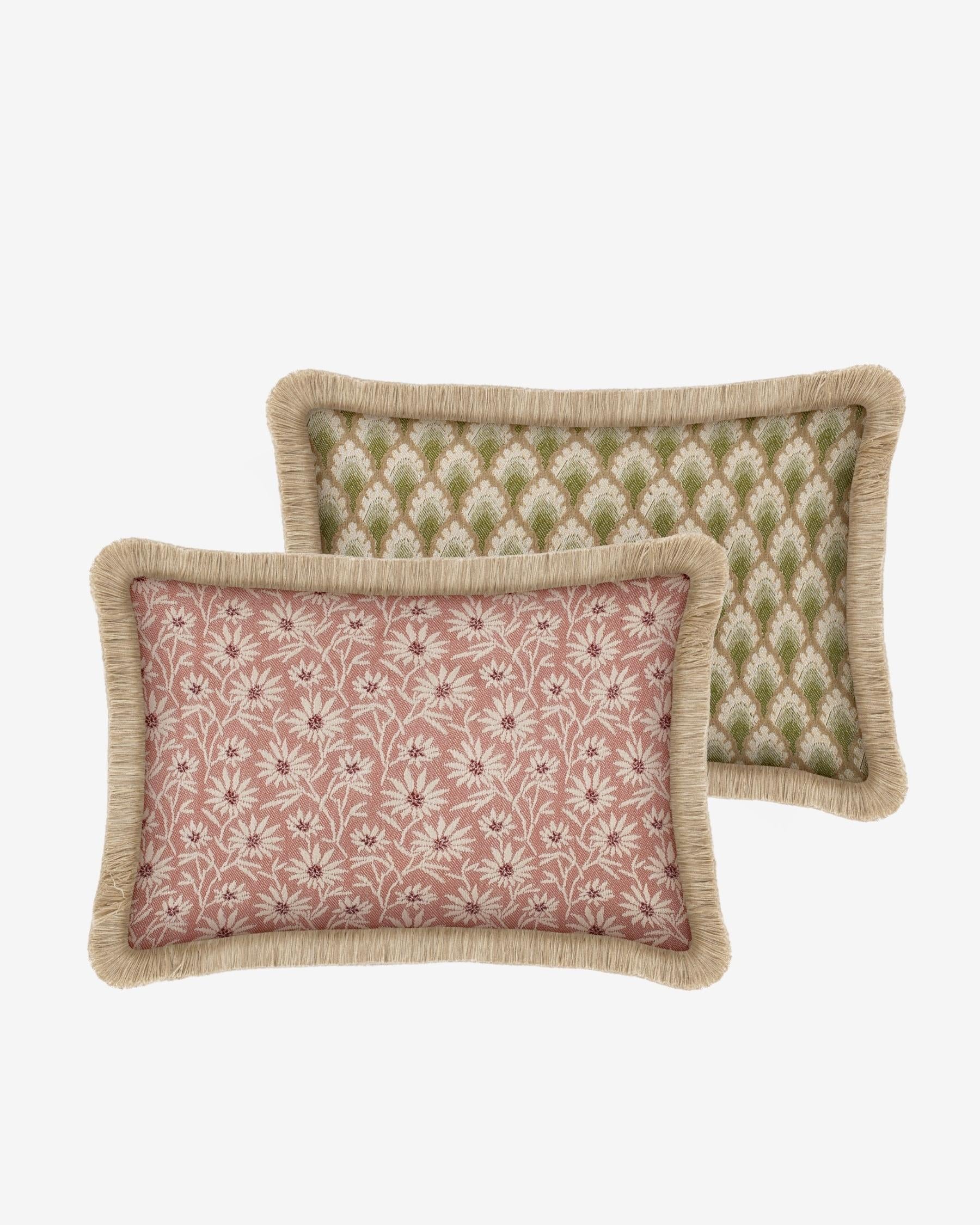 Double sided cushion Mako Rose & Ecru x Jessica Olive & Ecru